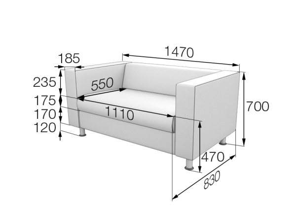 MVK18764 Диван 2-местный ALE2 Bravo_A white