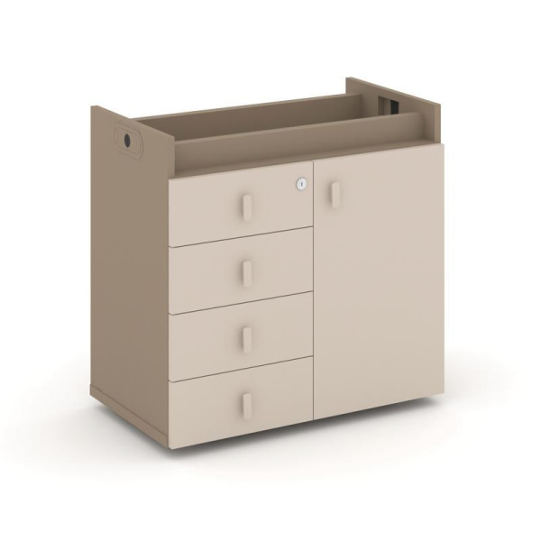 Estetica Тумба опорная-фасад+ящики ES.TON-2 Латте/Капучино/Металл Латте 750*406*725