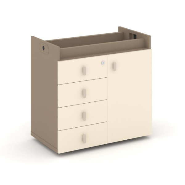 Estetica Тумба опорная-фасад+ящики ES.TON-2 Латте/Сатин/Металл Латте 750*406*725