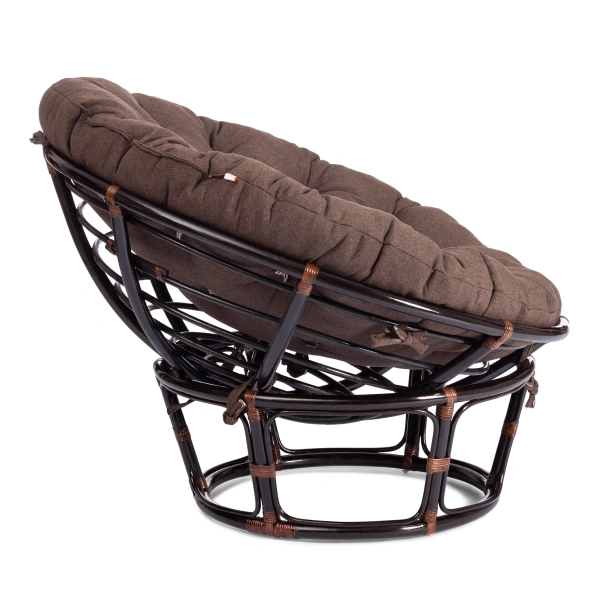 Кресло PAPASAN/ПАПАСАН 23/01 W /с подушкой/ диаметр подушки 125 см, 115х101х104 см, Antique brown (античный черно-коричневый), ткань Коричневый,