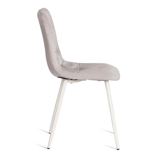 Стул CHILLY (mod. 7094-1) вельвет/металл, 44,5х52,5х86 см, light grey (светло-серый) HLR14 / белый