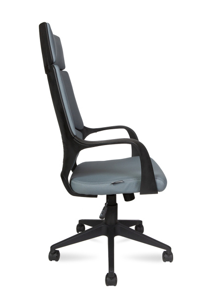 Кресло офисное / IQ / (black plastic, dark grey) черный пластик / темно-серая ткань