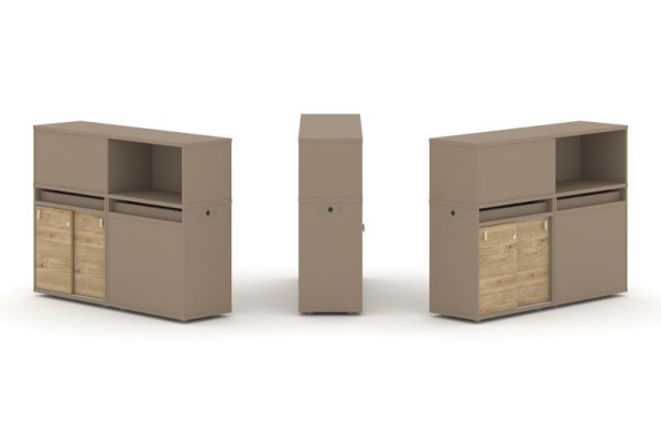 Estetica Набор №19. Тумба двойная+низкая надставка ES.NB.2N-19 Латте/Тиквуд Светлый 1500*410*1135