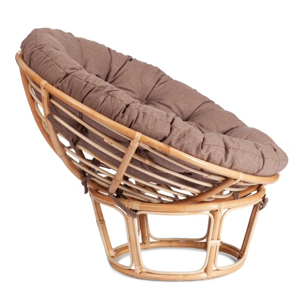 Кресло PAPASAN ECO/ПАПАСАН ЭКО P115-1/SP STD /c подушкой, ремешками/ Natural (натуральный), экошерсть Коричневый, 1811-5