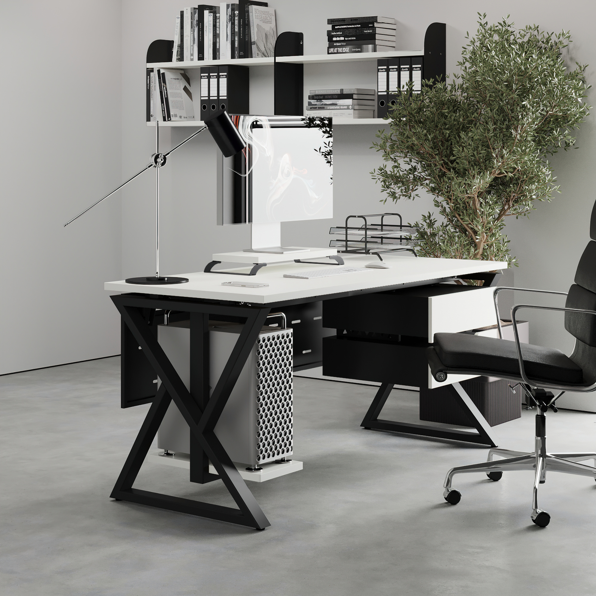 Стол офисный Kobor W-140/80 black/premium