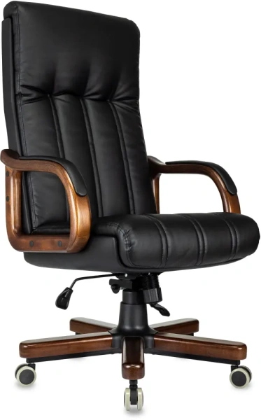 Кресло руководителя Бюрократ T-9932Walnut черный эко.кожа крестов. металл/дерево