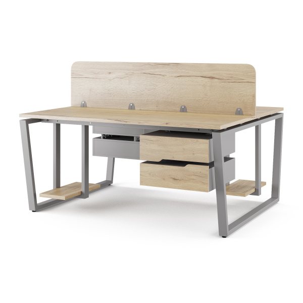 Стол офисный Kobor OTR/2-80/120 aluminum/natural Стол офисный Kobor OTR/2-80/120 aluminum/natural