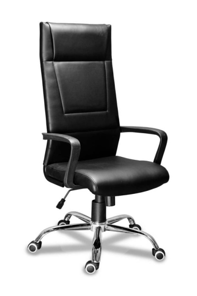 Кресло офисное Клерк PL хром экокожа черная