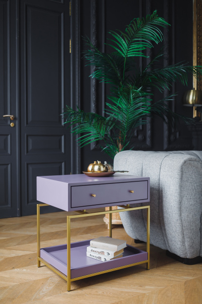 Тумба прикроватная KARIN, золотой, МДФ Dusty Purple