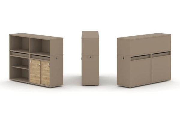 Estetica Набор №9. Тумба двойная+низкая надставка ES.NB.2N-9 Латте/Тиквуд Светлый 1500*410*1135