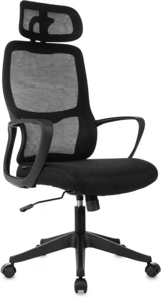 Кресло руководителя Бюрократ Wise черный сетка/ткань с подголов. крестов. пластик Кресло руководителя Бюрократ Wise черный сетка/ткань с подголов. крестов. пластик