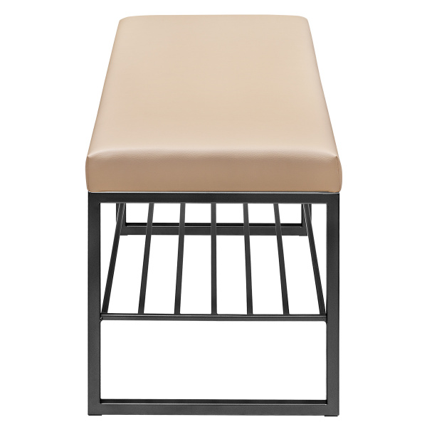 Банкетка RUBY MINI, черный, экокожа Light Beige, 85x40x45