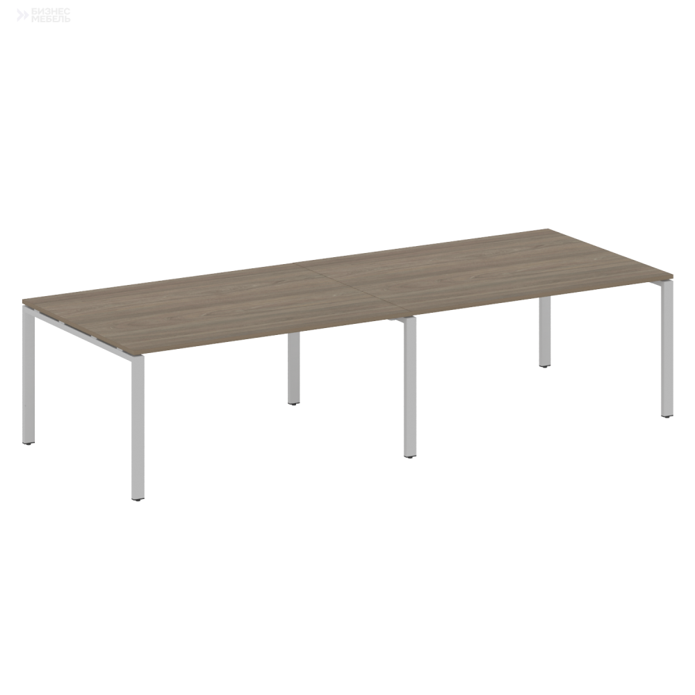 Metal System Переговорный стол 2 столешницы на П-образном м/к БП.ПРГ-2.4 Вяз Благородный/Металл Серый 3200x1235x750