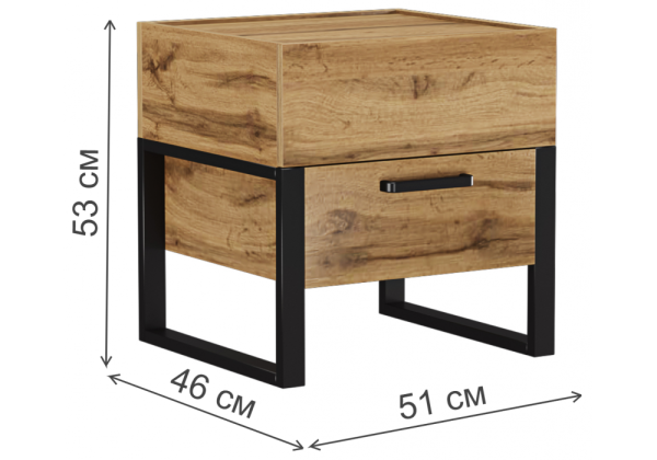 Тумба прикроватная Iris металл дуб вотан / черный муар