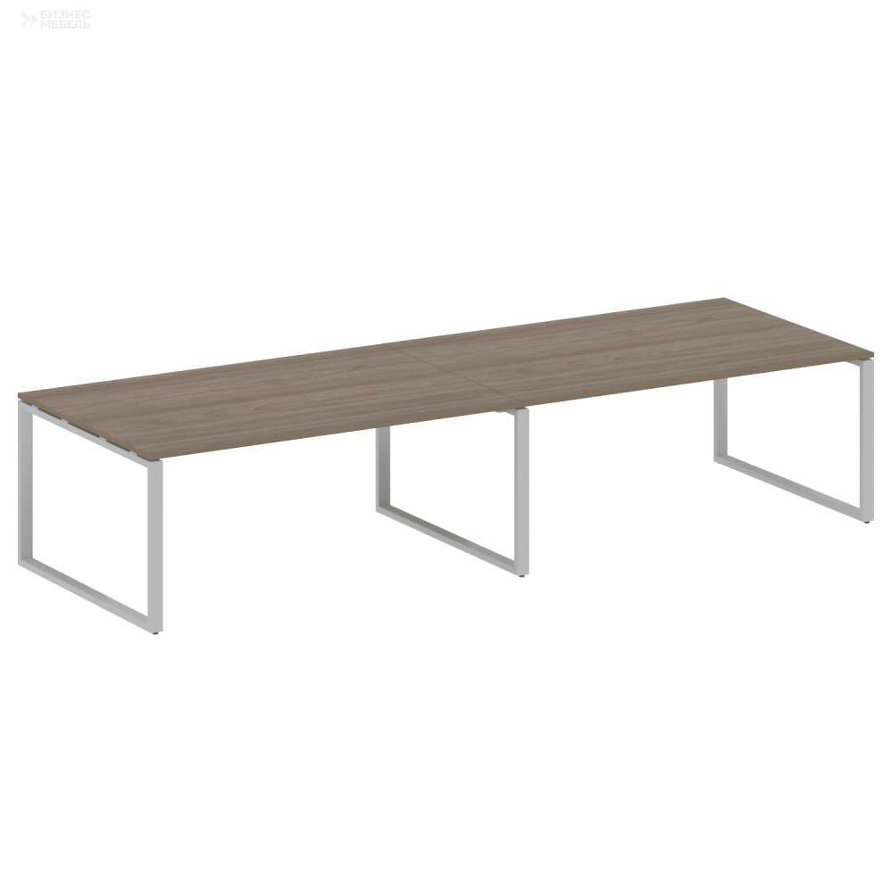 Metal System Переговорный стол 2 столешницы на О-образном м/к БО.ПРГ-2.5 Вяз Благородный/Металл Серый 3600x1235x750