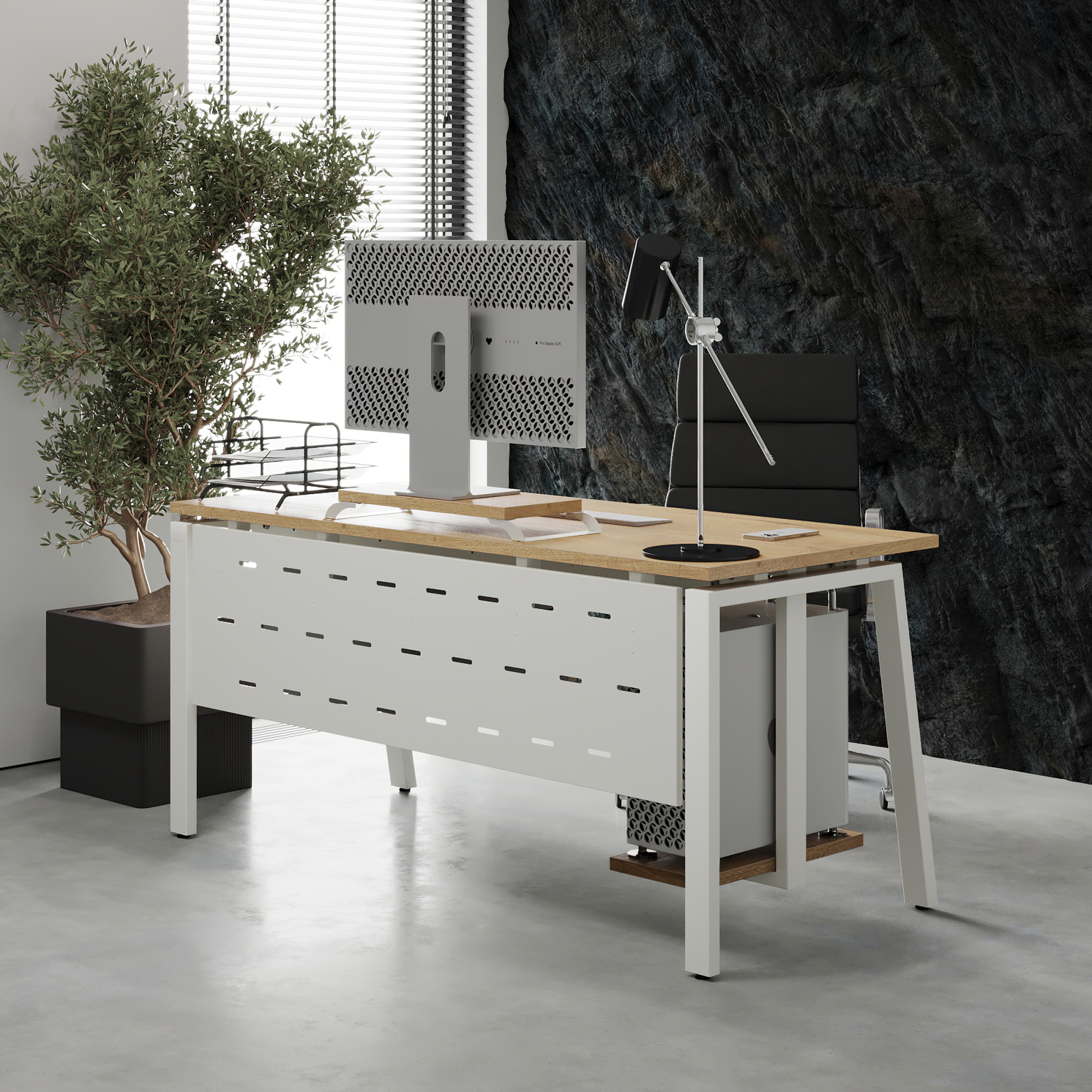 Стол офисный Kobor AB-100/80 white/natural