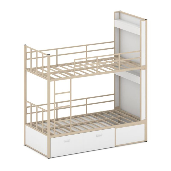 Overnight Кровать 2-х ярусная ON.K2-001 Белый/Металл Капучино 2075x950x2260