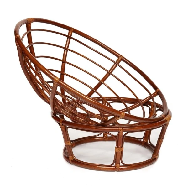 Кресло PAPASAN/ПАПАСАН 23/01 W /с подушкой/ диаметр подушки 122 см, 115х101х104 см, Pecan (орех), ткань Оранжевый, С 23