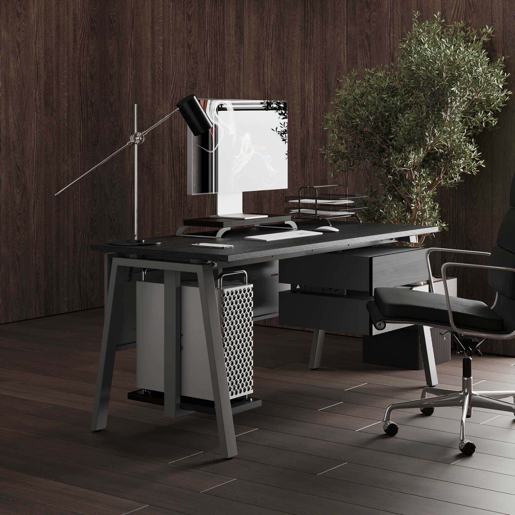 Стол офисный Kobor A-80/70 aluminum/wood