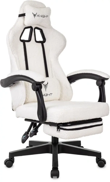 Кресло игровое Knight Lord/F молочный Camby 01 крестов. пластик подст.для ног