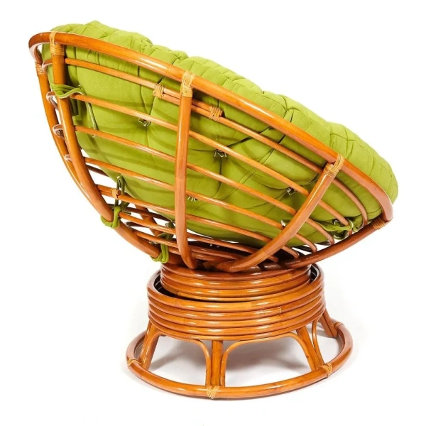 Кресло-качалка PAPASAN/ПАПАСАН w 23/01 B /с подушкой/ 115х78х104 см, Cognac (коньяк), флок Олива, 23