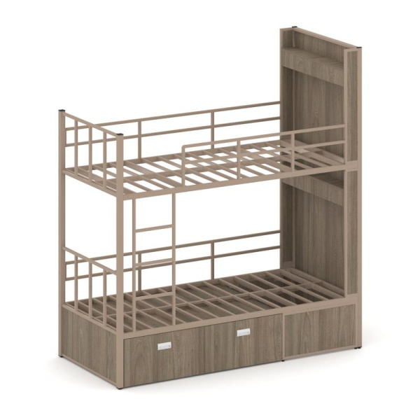 Overnight Кровать 2-х ярусная ON.K2-001 Вяз Благородный/Металл Латте 2075*950*2260