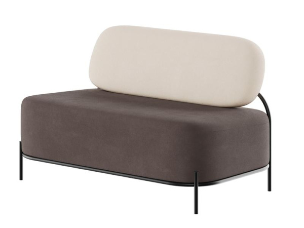 Jive Диван двухместный JVE-2 Velvet lux 58/Velvet lux 100/Металл Черный 1250*720*770