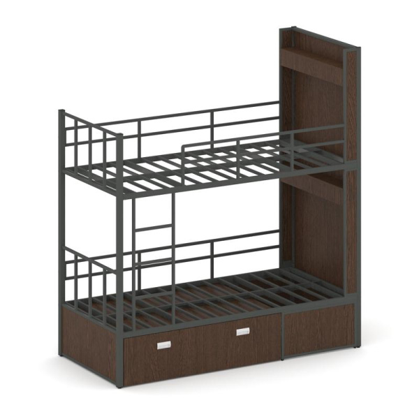 Overnight Кровать 2-х ярусная ON.K2-001 Венге Цаво/Металл Антрацит 2075x950x2260