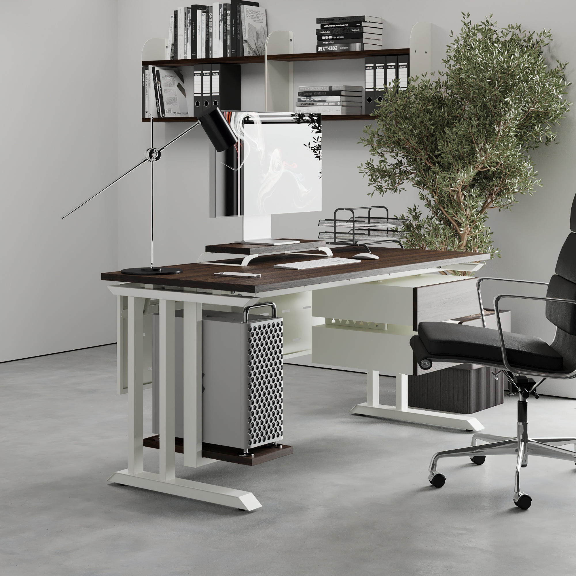 Стол офисный Kobor L1-120/80 white/charlston