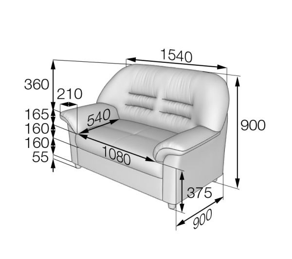 56640 Диван 2-местный P2-2 Domus black