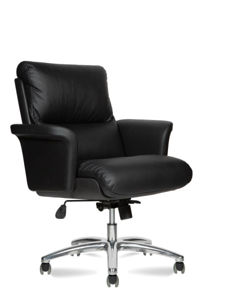 Кресло для руководителя VIP B кожа (черная) крестовина алюминий