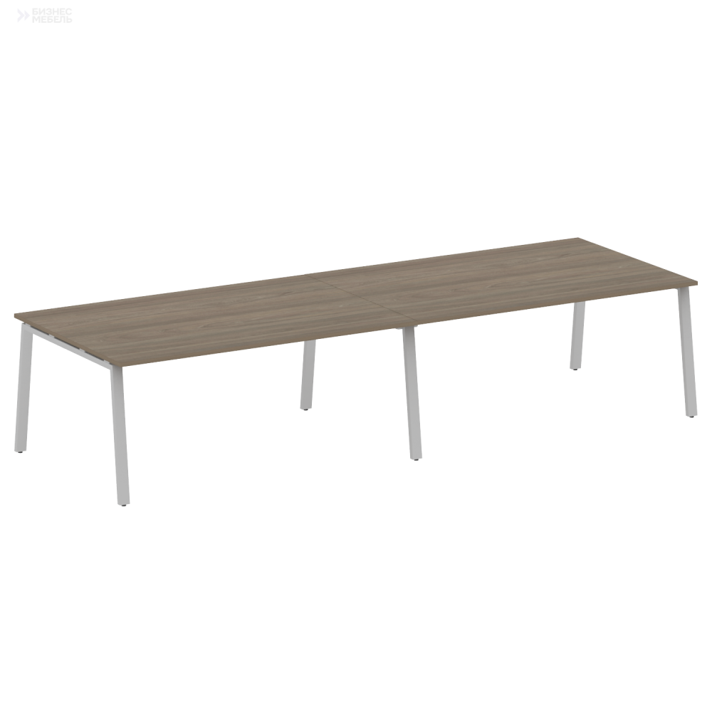 Metal System Переговорный стол 2 столешницы на А-образном м/к БА.ПРГ-2.5 Вяз Благородный/Металл Серый 3600x1235x750
