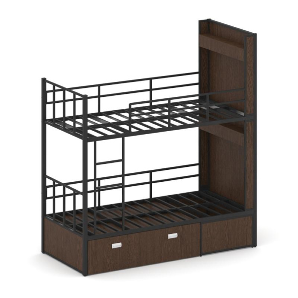 Overnight Кровать 2-х ярусная ON.K2-001 Венге Цаво/Металл Черный 2075x950x2260
