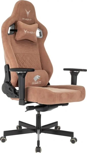 Кресло игровое Knight Hunter светло-коричневый Alfa 731 иск.замша крестов. металл Кресло игровое Knight Hunter светло-коричневый Alfa 731 иск.замша крестов. металл