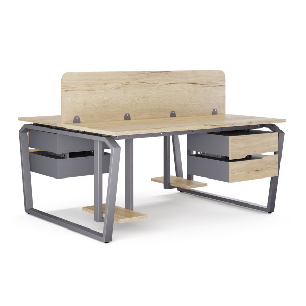 Стол офисный Kobor TB/2-160/160 graphite/natural Стол офисный Kobor TB/2-160/160 graphite/natural