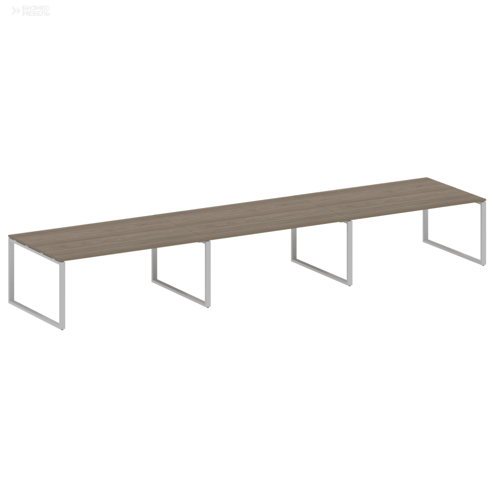 Metal System Переговорный стол 3 столешницы на О-оразном м/к БО.ПРГ-3.5 Вяз Благородный/Металл Серый 5400x1235x750