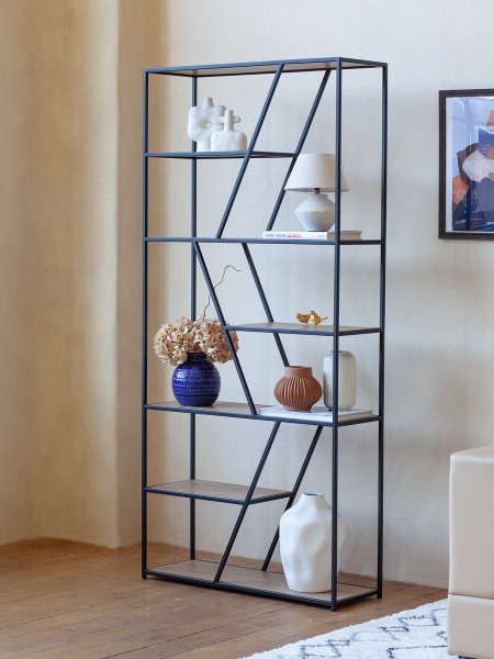 Стеллаж ARNETTA, черный, Робиния, 90x30x192 Стеллаж ARNETTA, черный, Робиния, 90x30x192