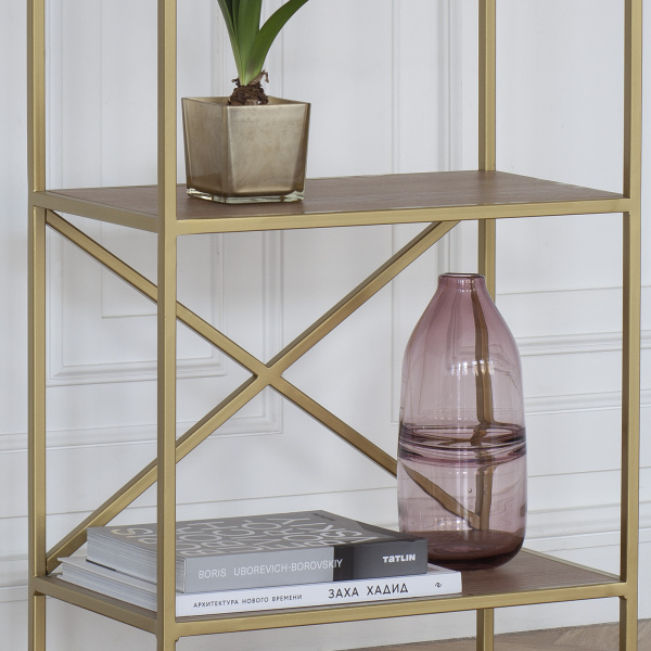 Стеллаж KARIN, золотой, ЛДСП Робиния, 55x30x175 Стеллаж KARIN, золотой, ЛДСП Робиния, 55x30x175