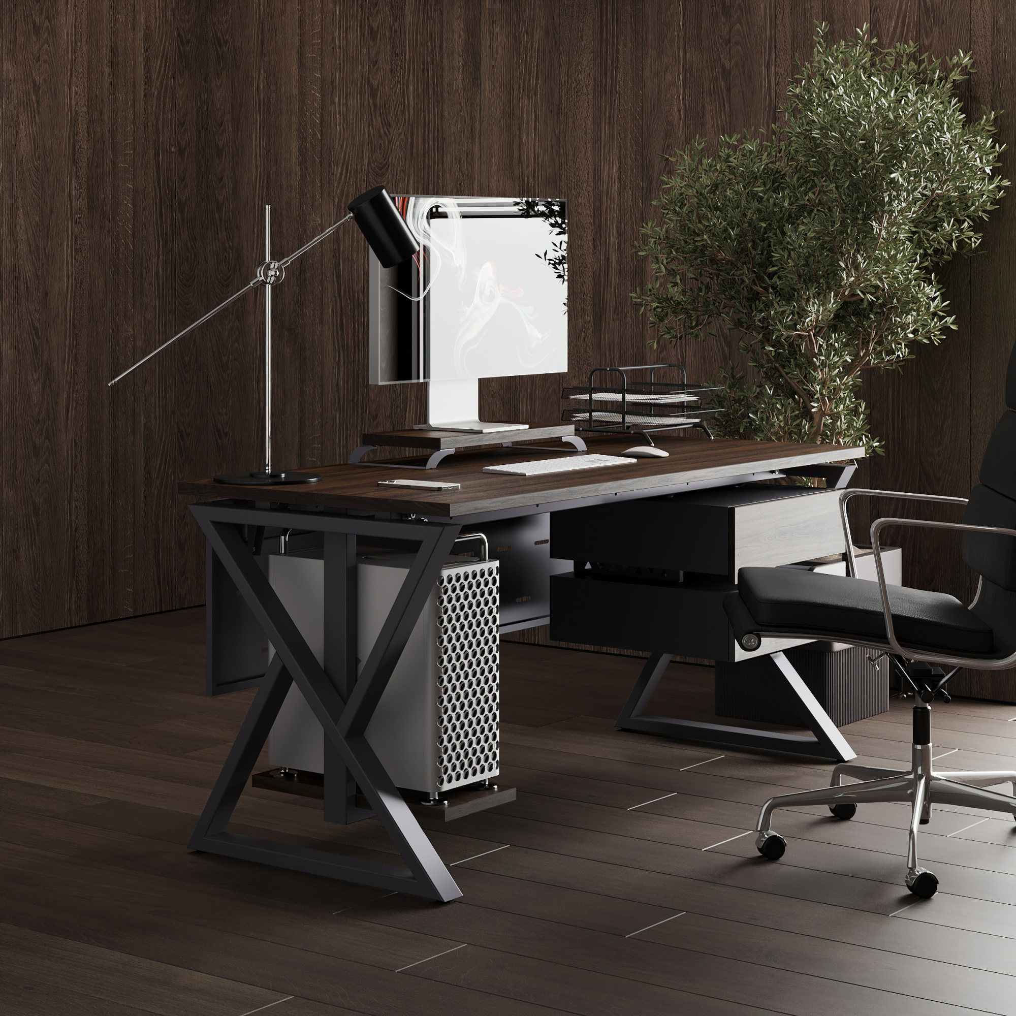 Стол офисный Kobor W-100/60 graphite/charlston