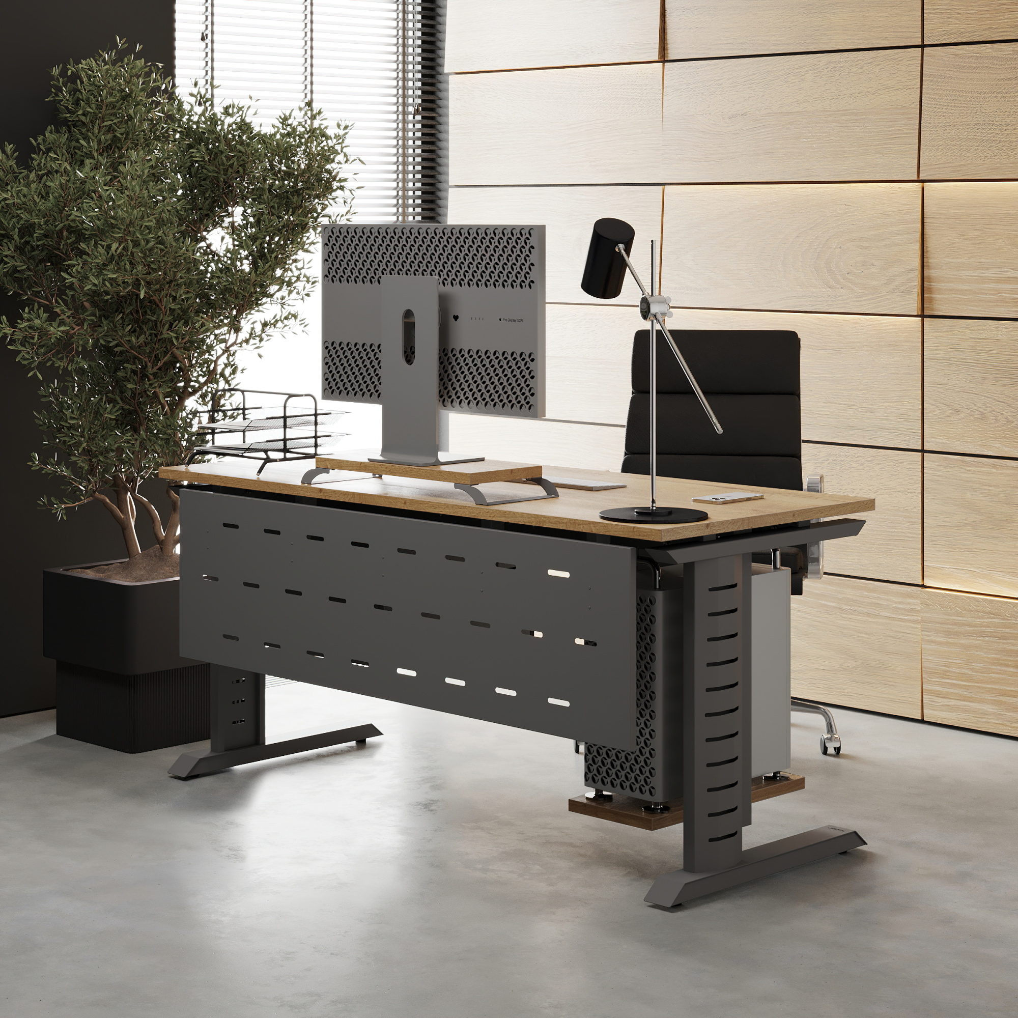 Стол офисный Kobor L2-100/80 aluminum/natural