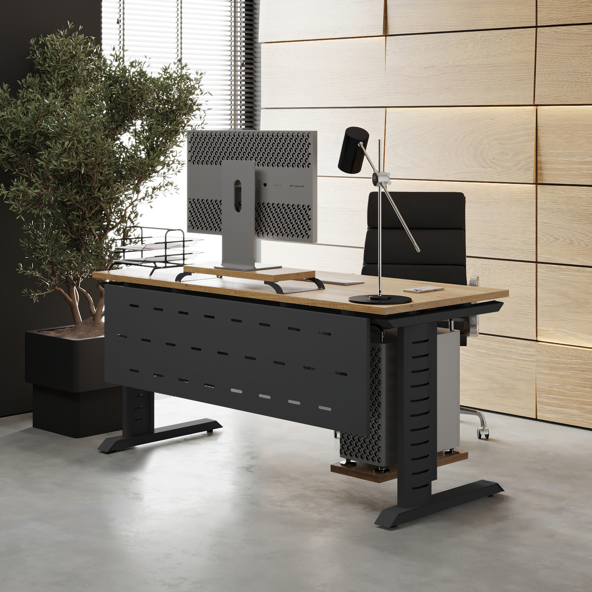 Стол офисный Kobor L2-120/80 black/natural