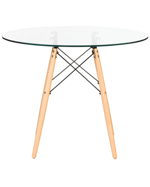 Стол обеденный DOBRIN CHELSEA`90 GLASS (ножки светлый бук, столешница стекло)