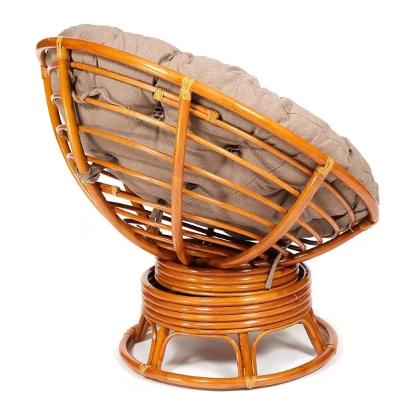 Кресло-качалка PAPASAN/ПАПАСАН w 23/01 B /с подушкой/ 115х78х104 см, Cognac (коньяк), экошерсть Коричневый, 1811-5