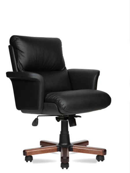 Кресло для руководителя VIP В орех тай экокожа черная