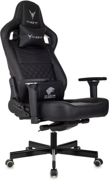 Кресло игровое Knight Hunter черный эко.кожа крестов. металл