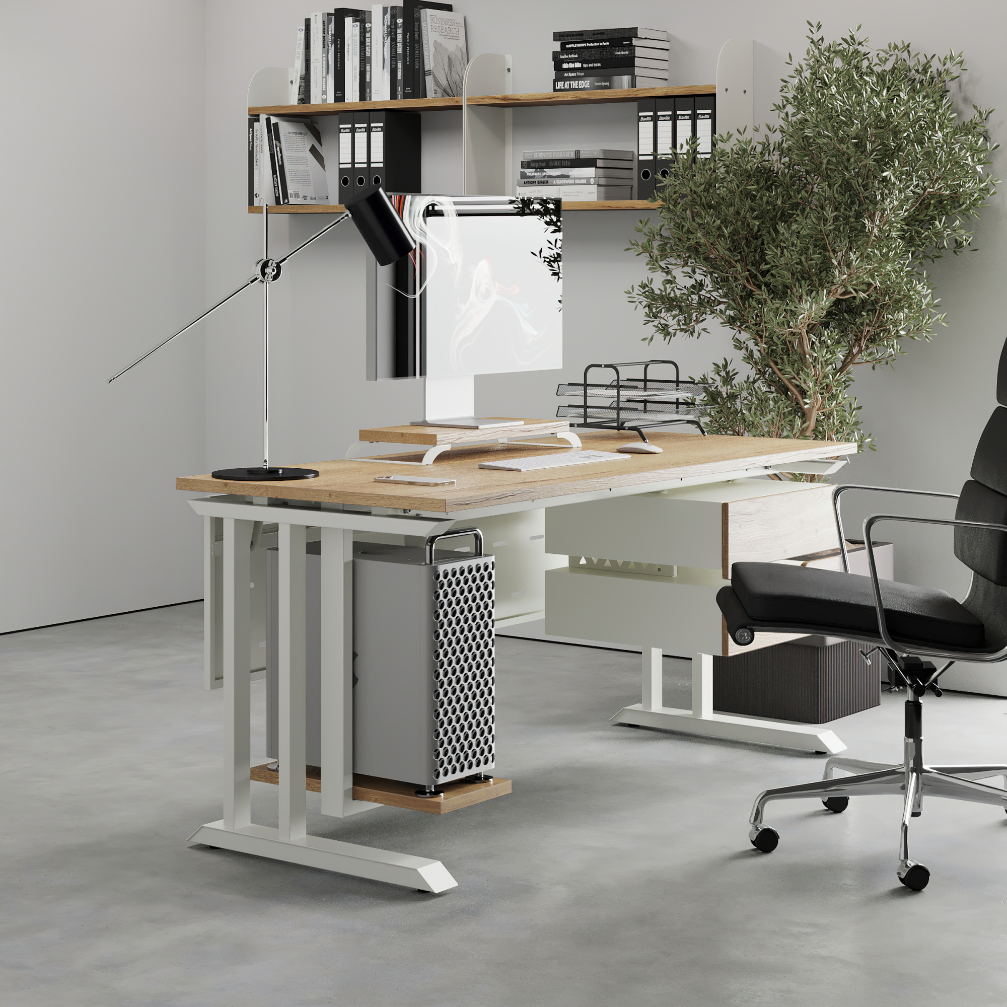 Стол офисный Kobor L1-100/60 white/natural