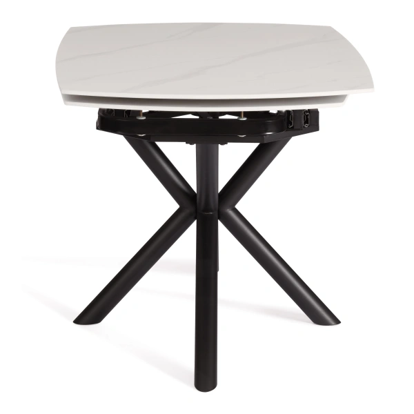 Стол обеденный Winston/Винстон столешница керамика (глянцевая) / опоры металл, белый/черный, (120+30+30)x80x75(+1) см