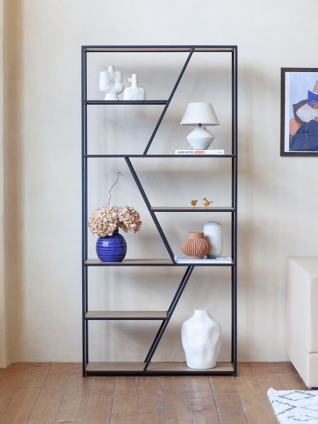 Стеллаж ARNETTA, черный, Робиния, 90x30x192 Стеллаж ARNETTA, черный, Робиния, 90x30x192