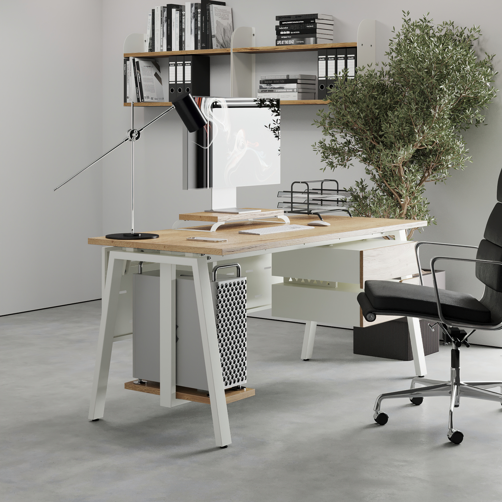 Стол офисный Kobor A-160/80 white/natural