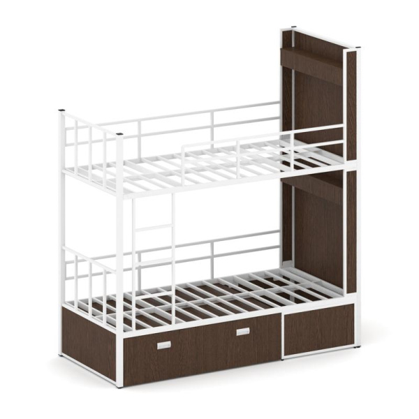 Overnight Кровать 2-х ярусная ON.K2-001 Венге Цаво/Металл Белый 2075x950x2260